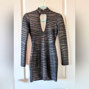 Arden B Metallic Keyhole Bodycon Mini Dress